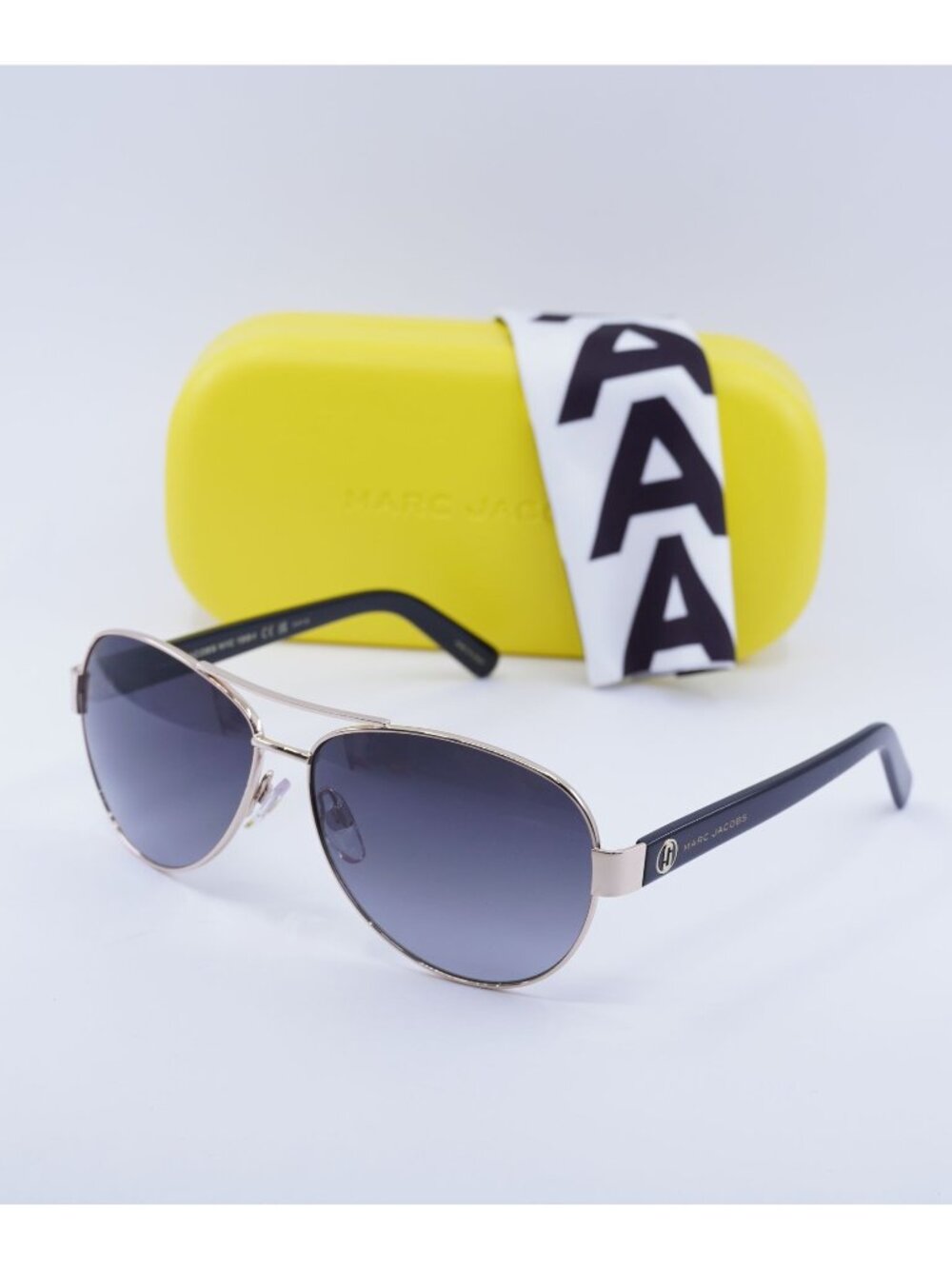 Marc Jacobs MARC 699/S 0RHL 9O Aviator Sunglasses - Gold/Black / Grey Gradient